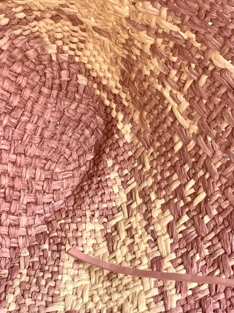 Loewe Pink Cream Woven Straw Tote Bag 135 - Image 8