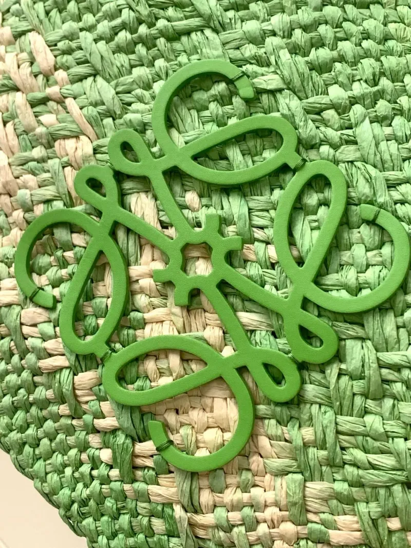 Loewe Light Green Raffia Tote Bag - Image 5