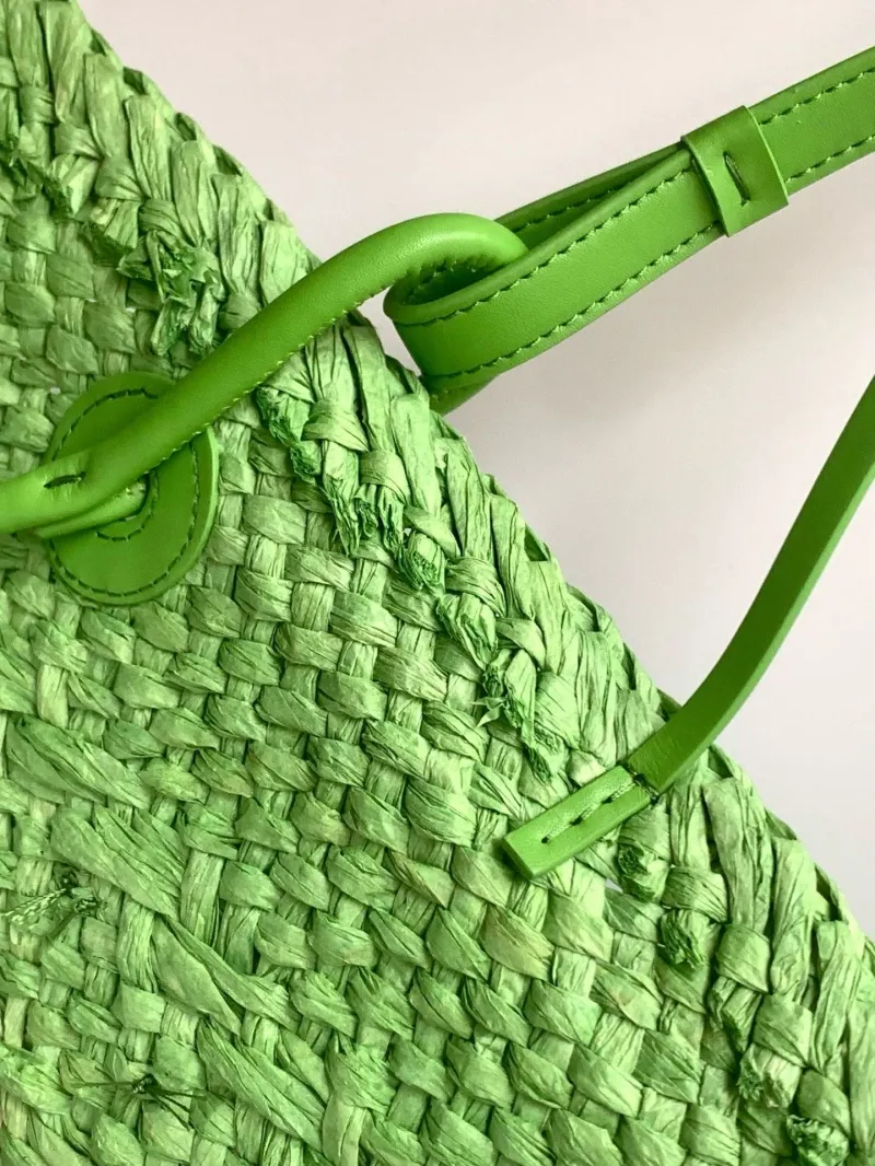 Loewe Light Green Raffia Tote Bag - Image 7