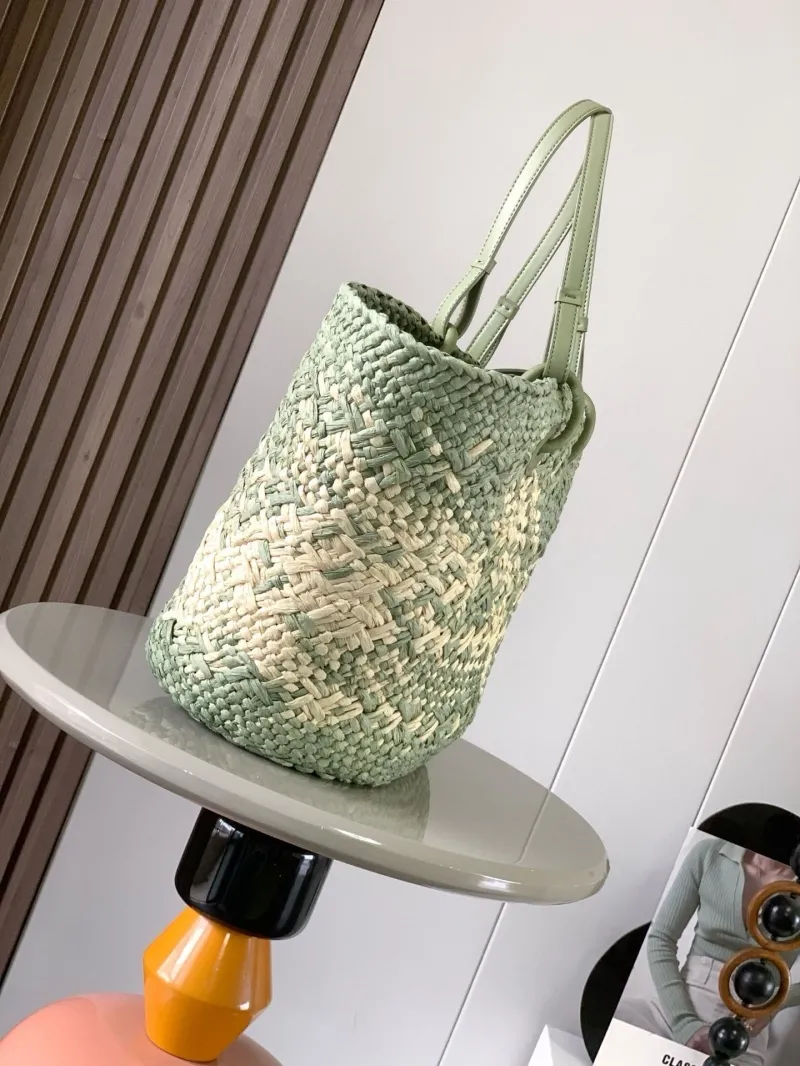 Alternative view of Loewe Sage Green Woven Straw Tote Bag