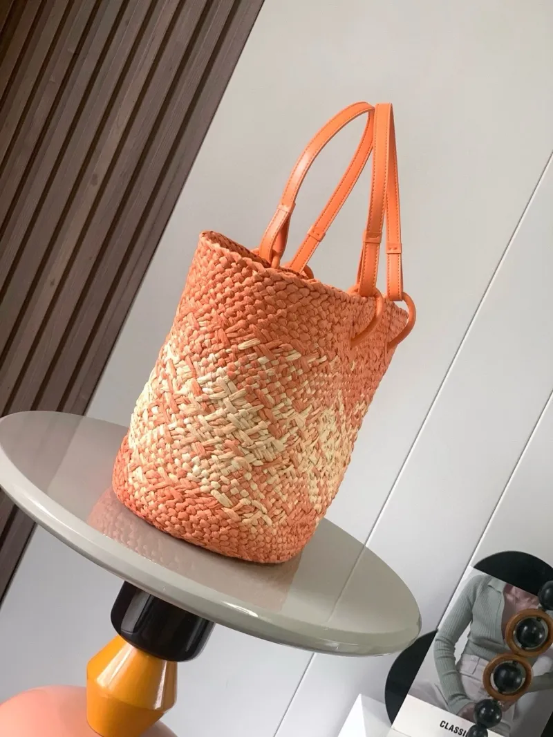 Alternative view of Loewe Orange Beige Straw Tote Bag