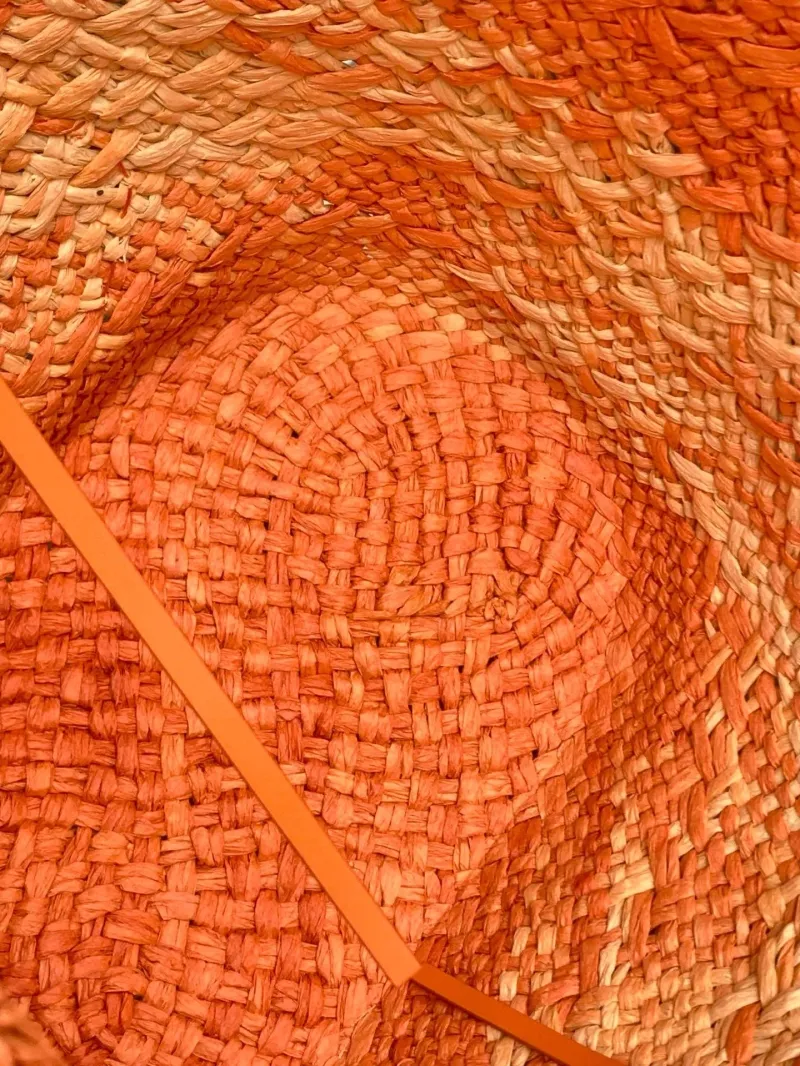 Loewe Orange Beige Straw Tote Bag - Image 7