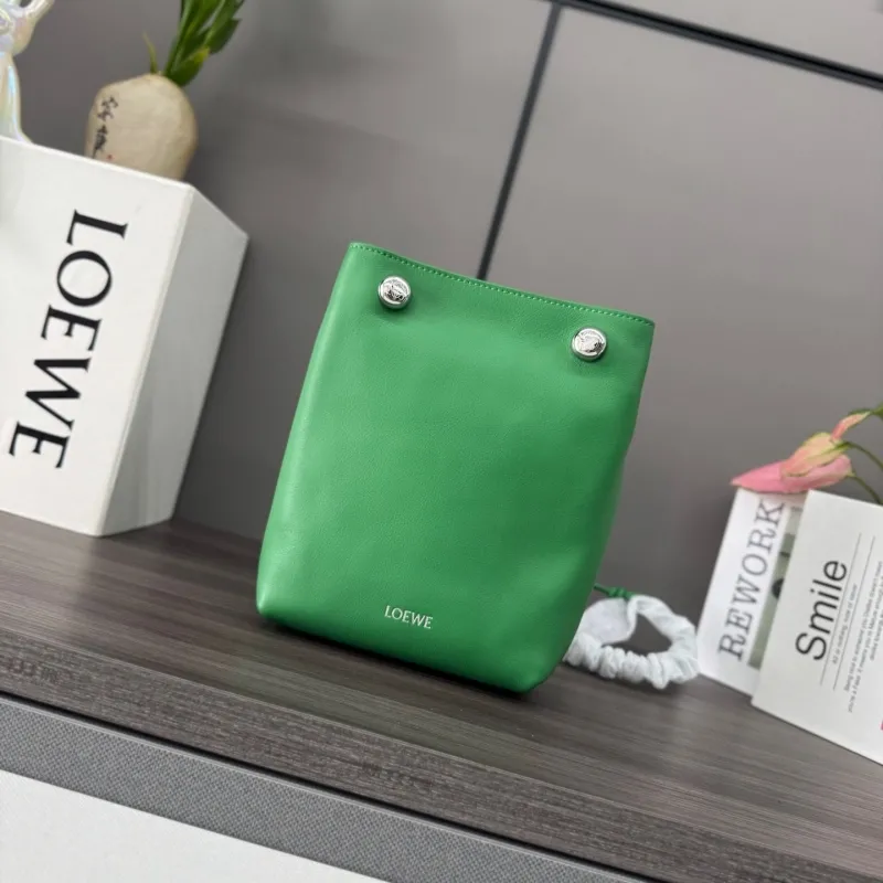 LOEWE Green Leather Bucket Bag