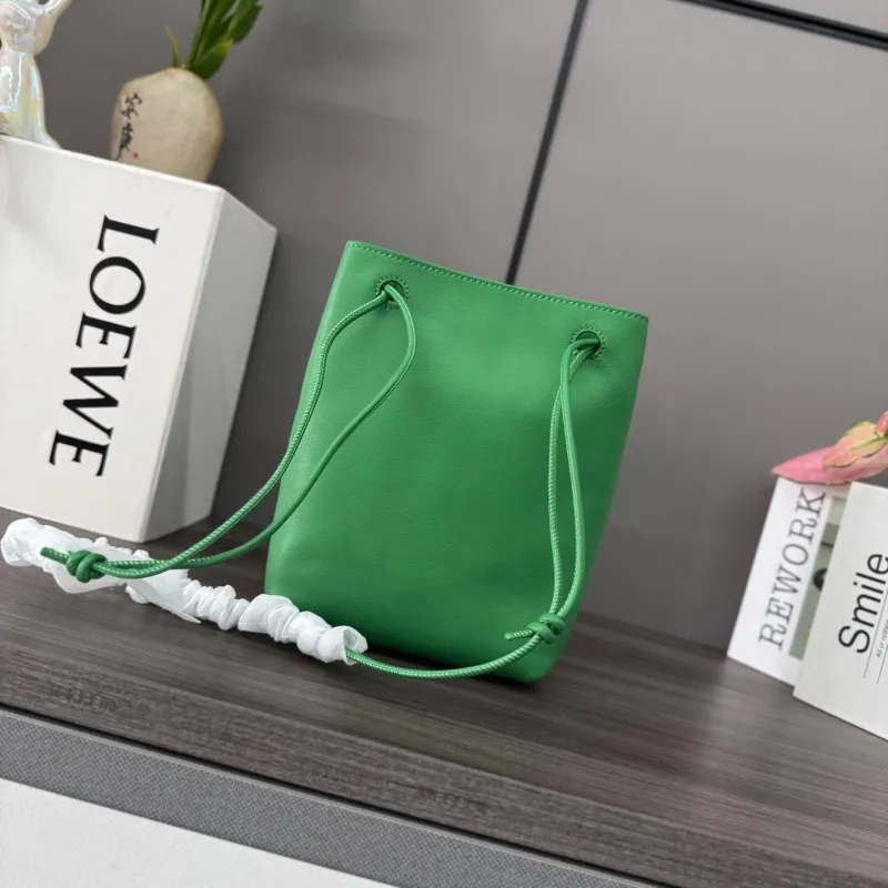 LOEWE Green Leather Bucket Bag - Image 3