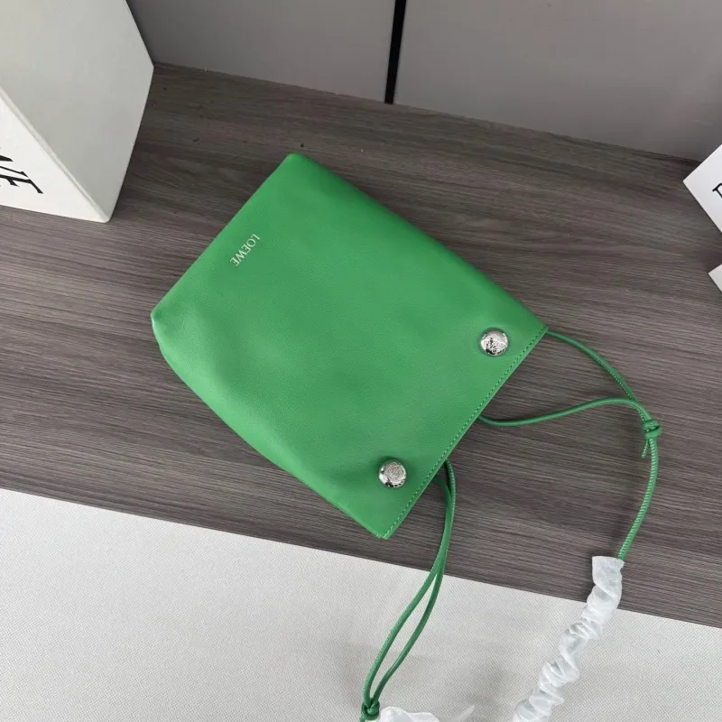 LOEWE Green Leather Bucket Bag - Image 5