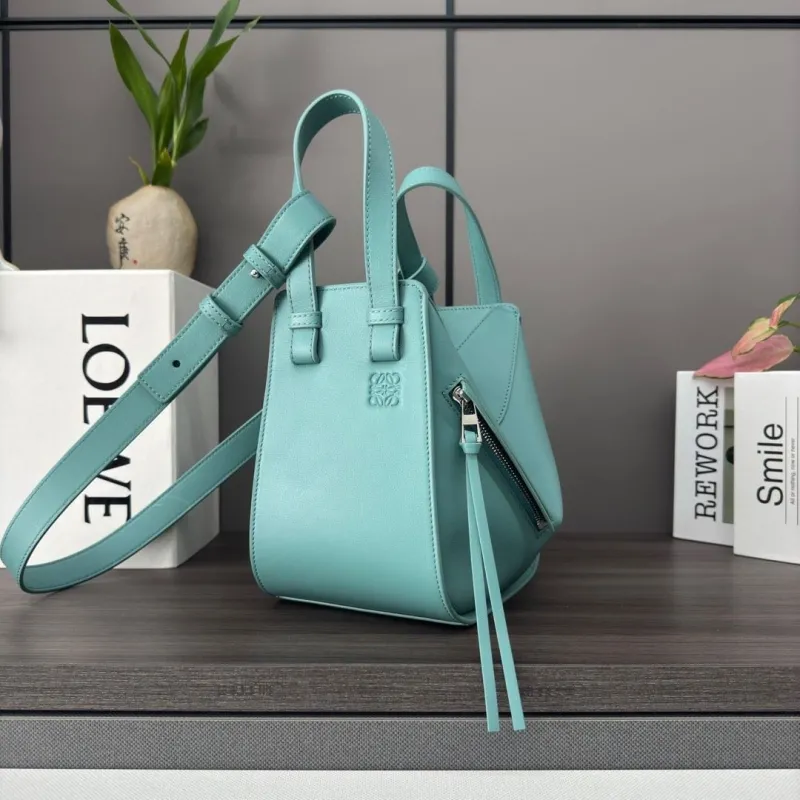 LOEWE Turquoise Leather Crossbody Shopping Bag