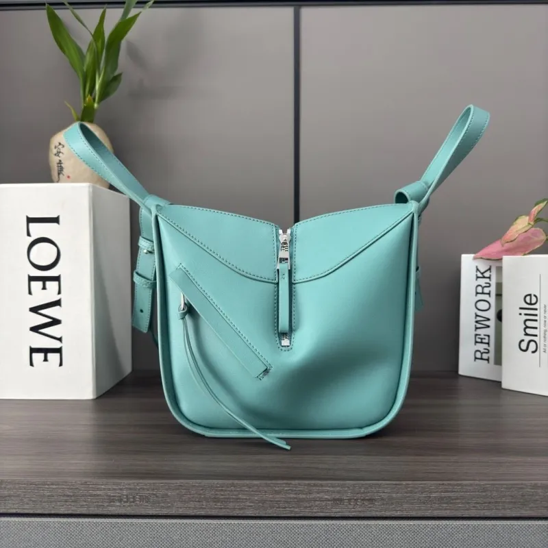 LOEWE Turquoise Leather Crossbody Shopping Bag - Image 3