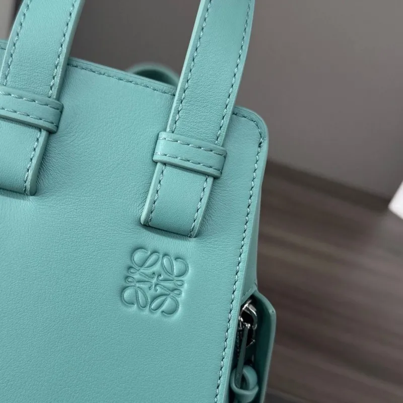 LOEWE Turquoise Leather Crossbody Shopping Bag - Image 6