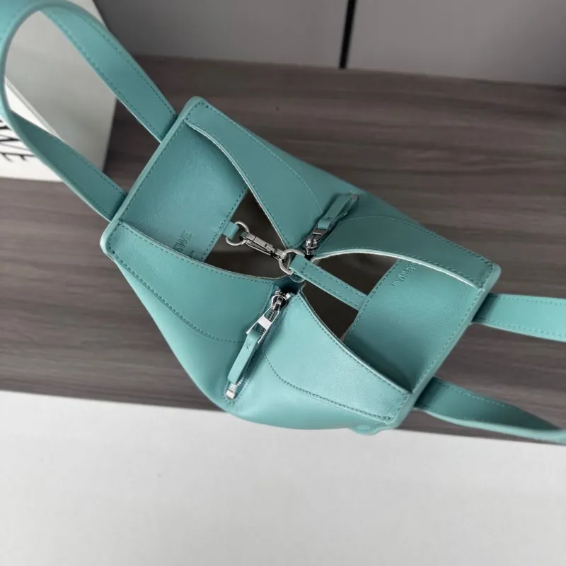 LOEWE Turquoise Leather Crossbody Shopping Bag - Image 7