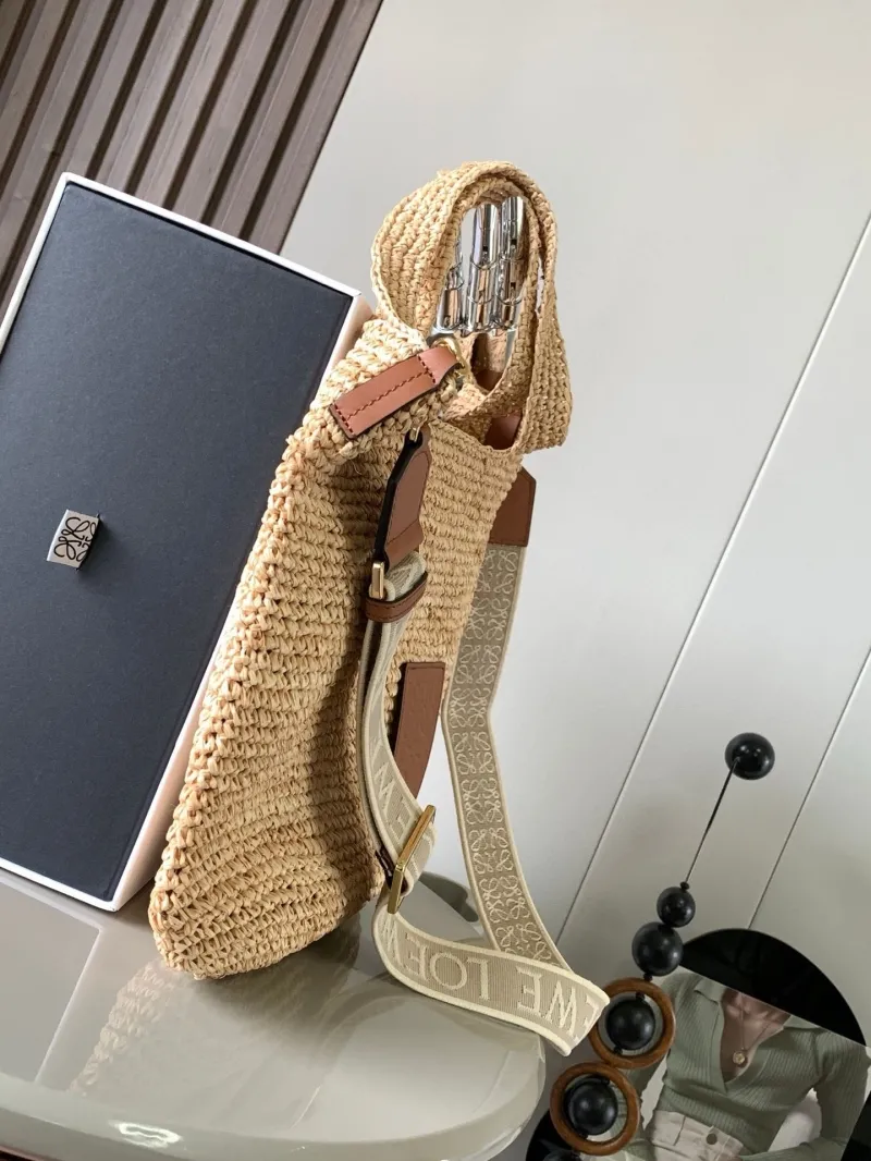 Loewe Natural Woven Straw Shoulder Tote Bag - Image 6