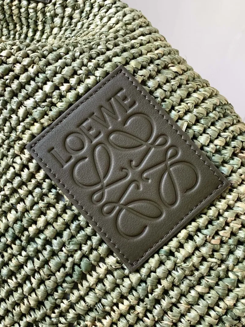 LOEWE Green Raffia Tote Bag - Image 5
