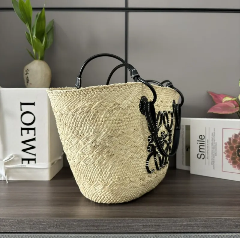 Alternative view of LOEWE Beige Black Straw Tote Bag