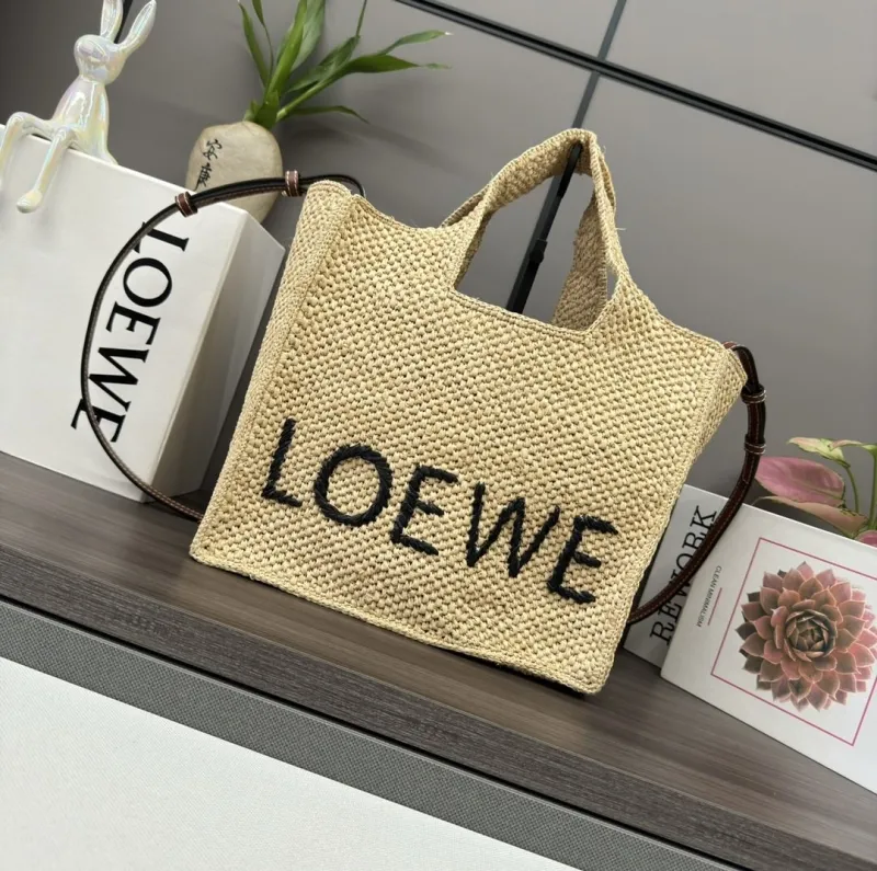 Alternative view of LOEWE Beige Woven Straw Tote Bag