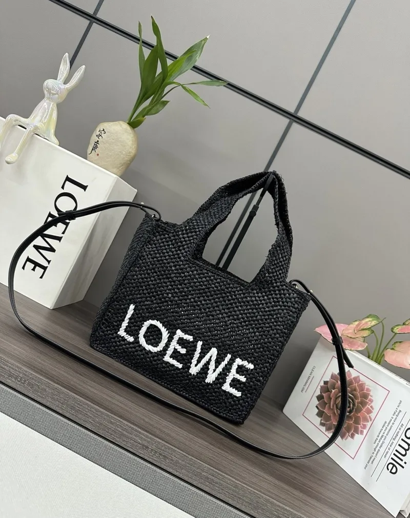 Alternative view of LOEWE Black Woven Shopping Tote Bag