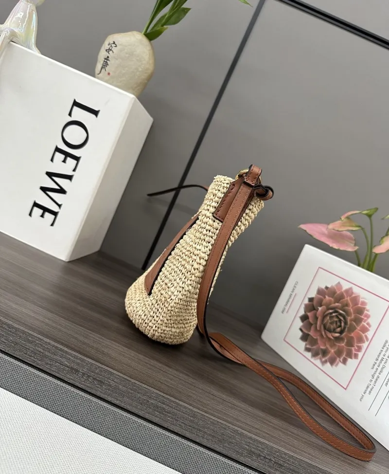 Alternative view of LOEWE Natural Straw Crossbody Bag with Brown Leather Trim