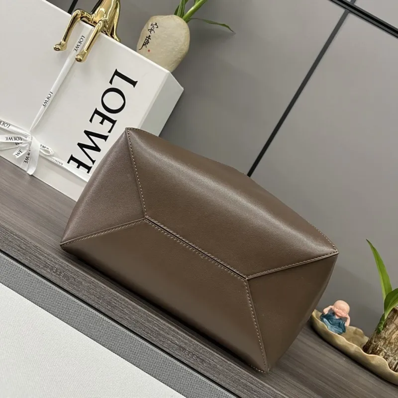 LOEWE Two Tone Green Brown Leather Tote Bag 173 - Image 4