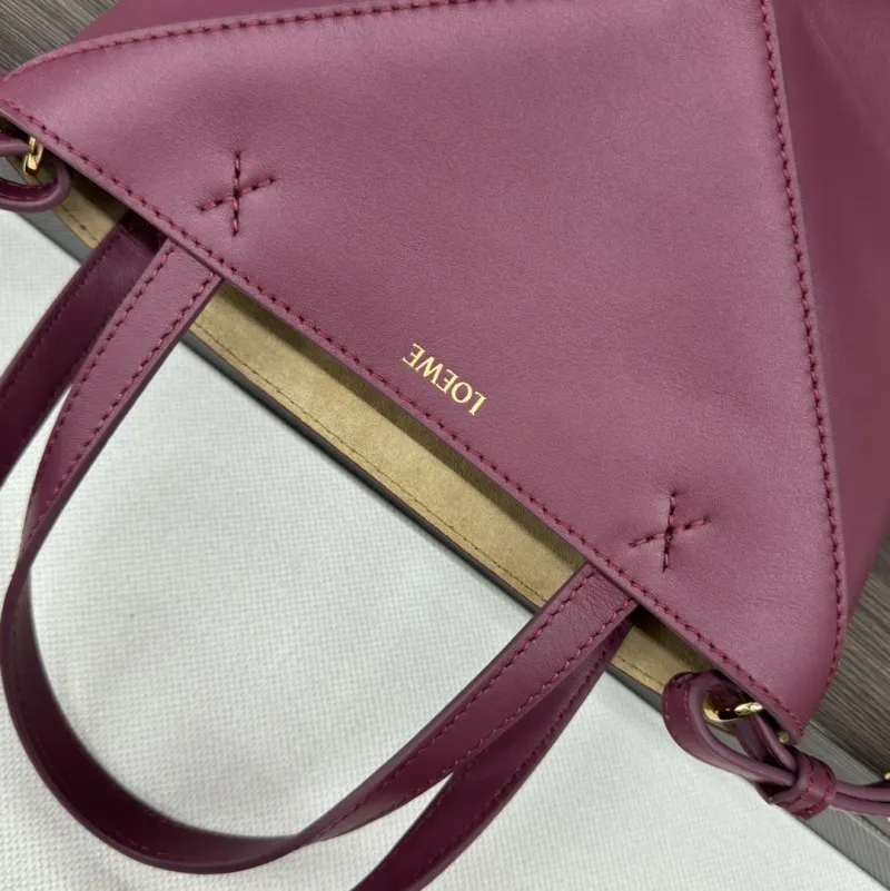 LOEWE Burgundy Small Leather Crossbody Tote Bag - Image 5