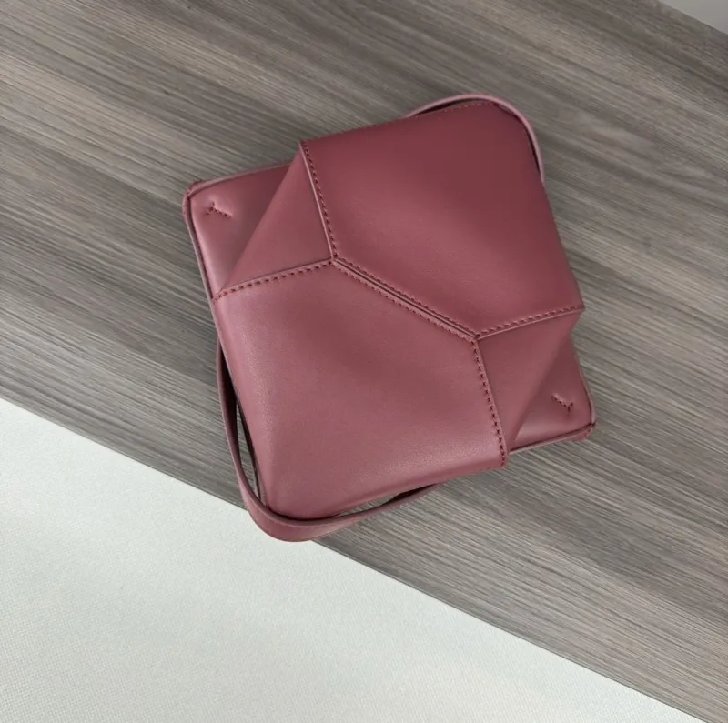 LOEWE Burgundy Small Leather Crossbody Tote Bag - Image 8