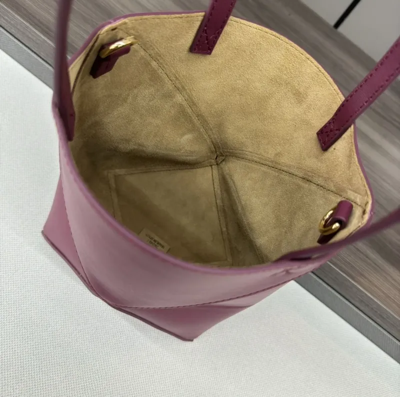 LOEWE Burgundy Small Leather Crossbody Tote Bag - Image 9