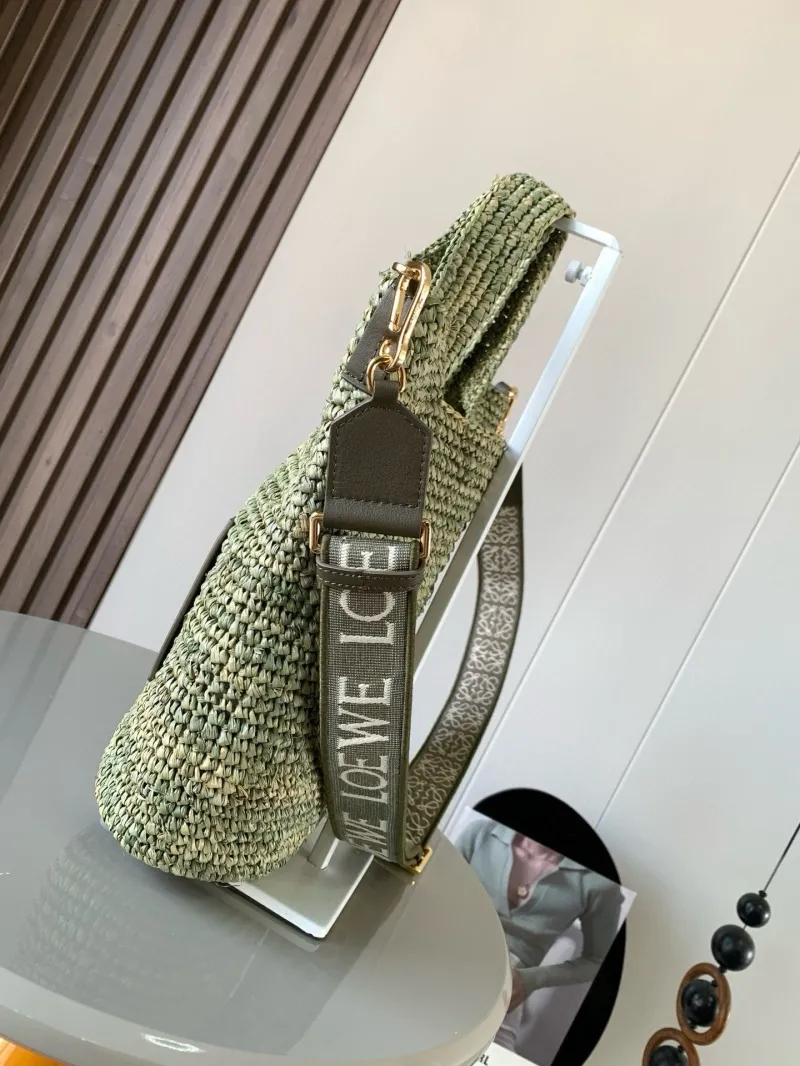 Alternative view of LOEWE Green Woven Straw Tote Bag