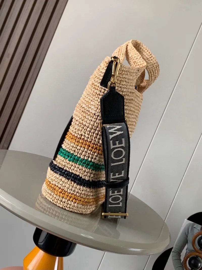 Alternative view of LOEWE Multicolor Striped Raffia Tote Bag