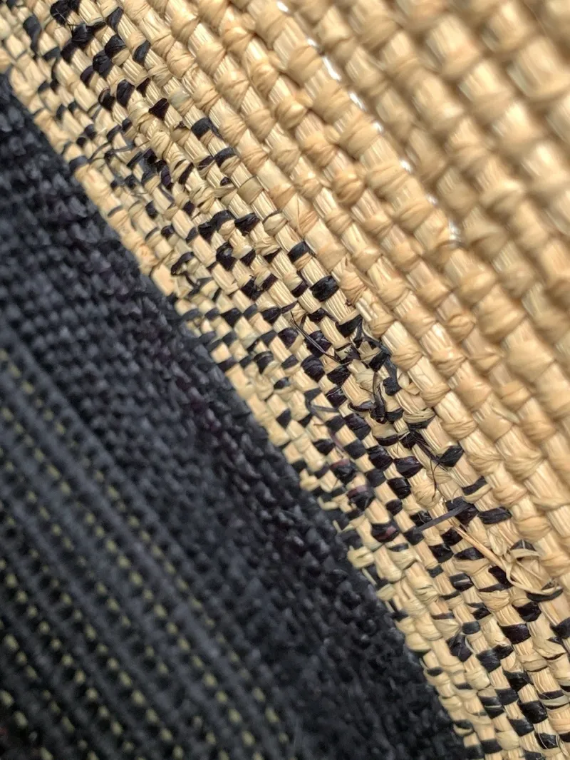 Loewe Beige Black Woven Raffia Tote Bag - Image 9