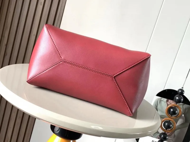 LOEWE Two Tone Red Gray Leather Shopping Tote Bag 197 - Image 3