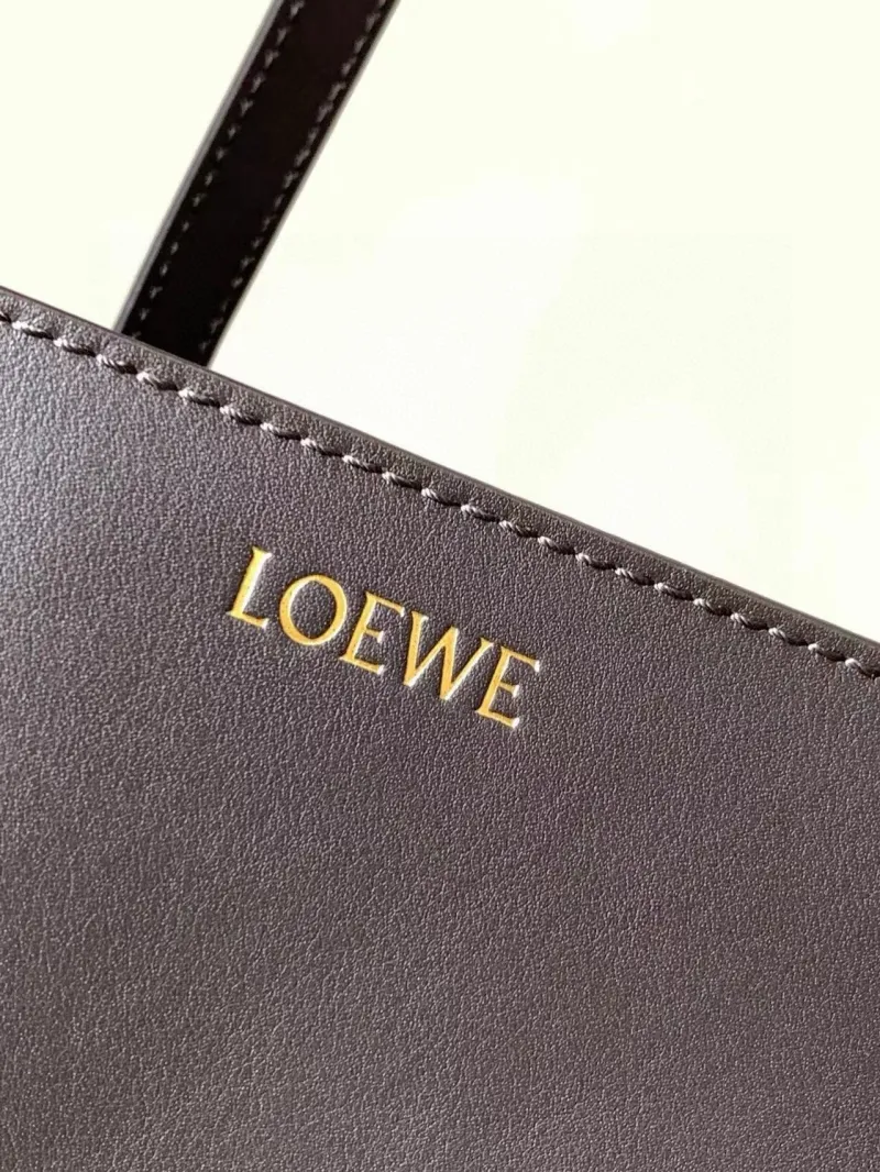 LOEWE Two Tone Red Gray Leather Shopping Tote Bag 197 - Image 5
