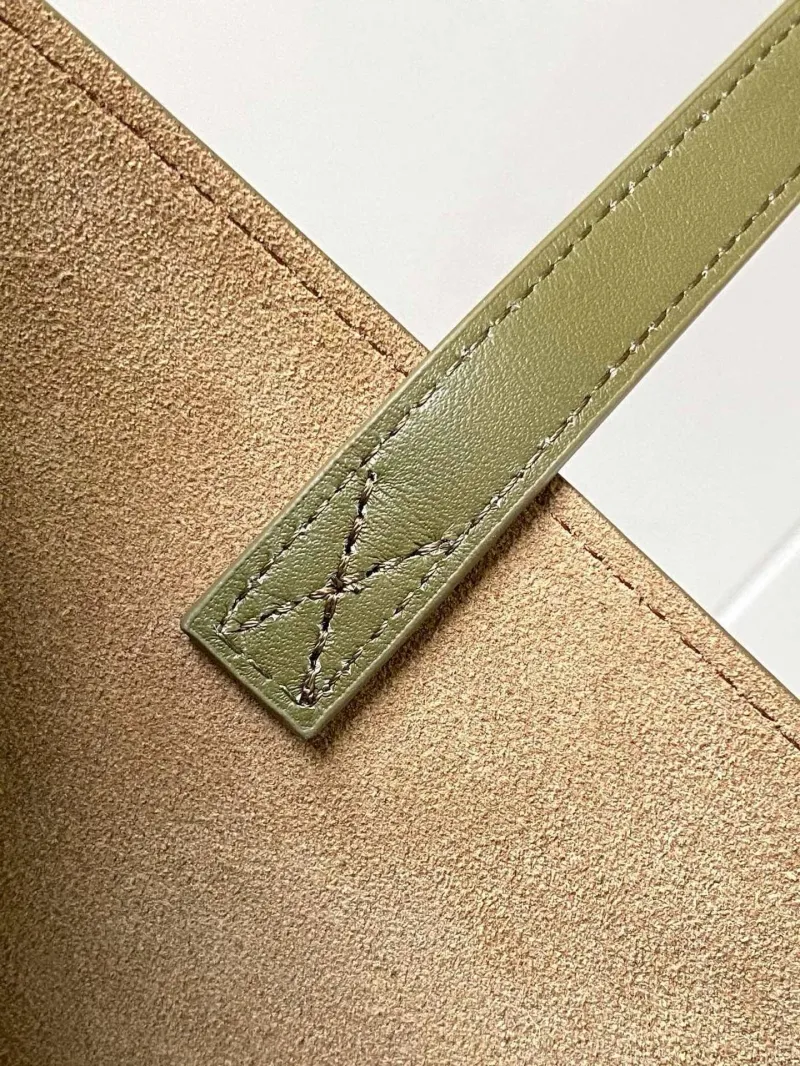 LOEWE Navy Olive Leather Tote Bag - Image 8