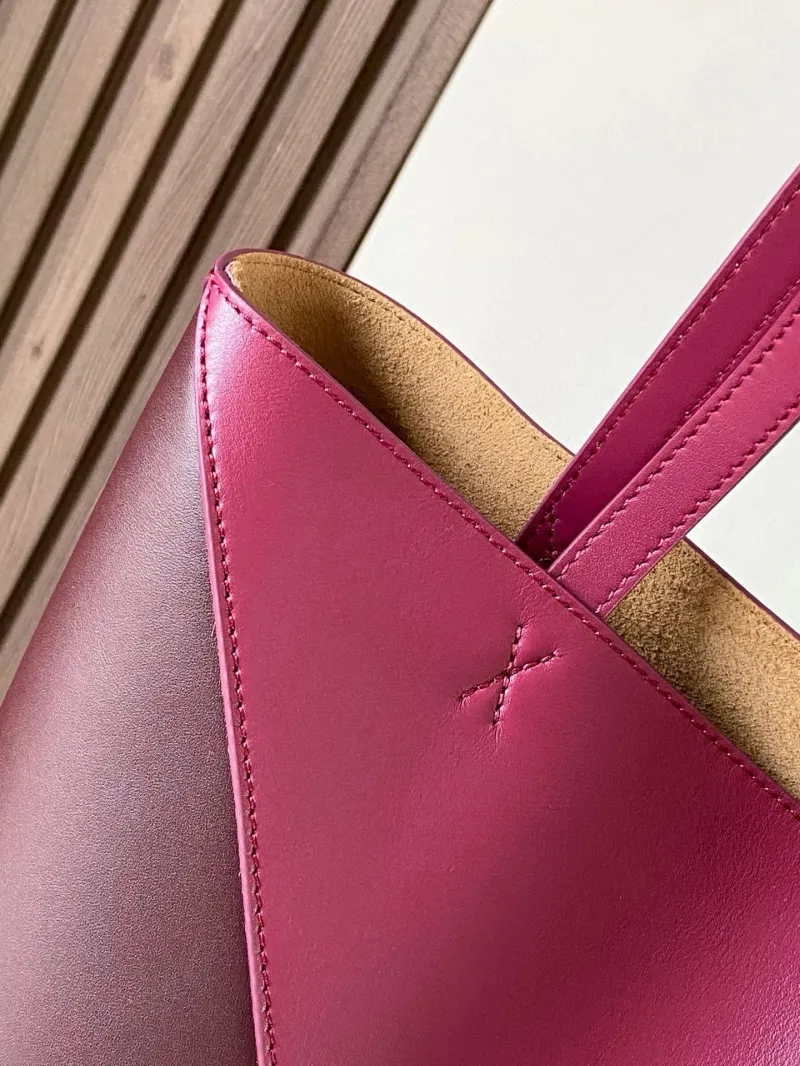 LOEWE Pink and Burgundy Leather Tote Bag - Image 5