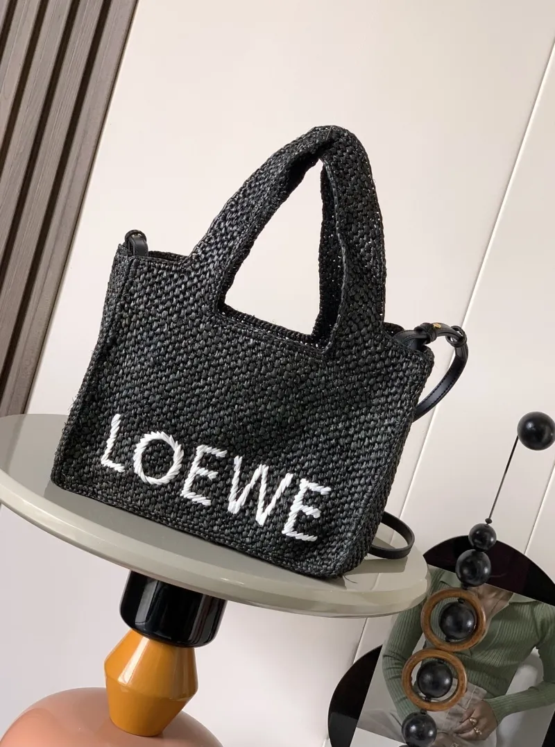 LOEWE Black Raffia Tote Bag