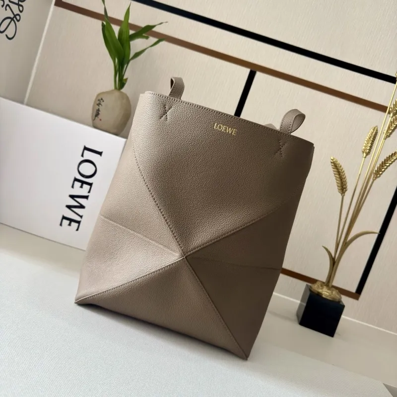 LOEWE Taupe Leather Shopping Bag 204