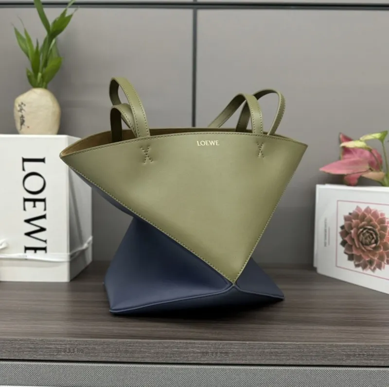 LOEWE Olive Navy Tote Shopping Bag 214 - Image 6