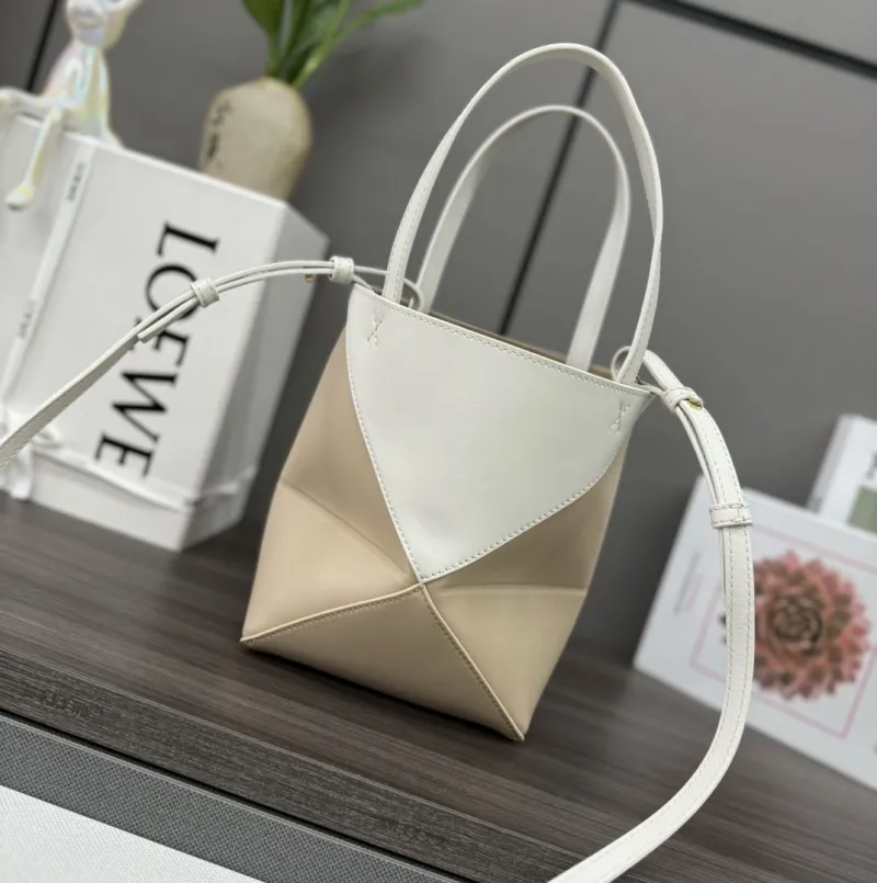 LOEWE White Beige Mini Crossbody Tote Bag - Image 3