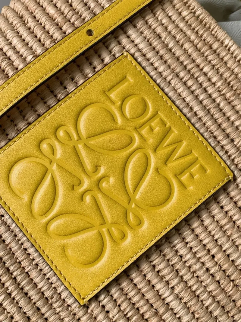 LOEWE Natural Straw Tote Bag with Yellow Accents - Image 5
