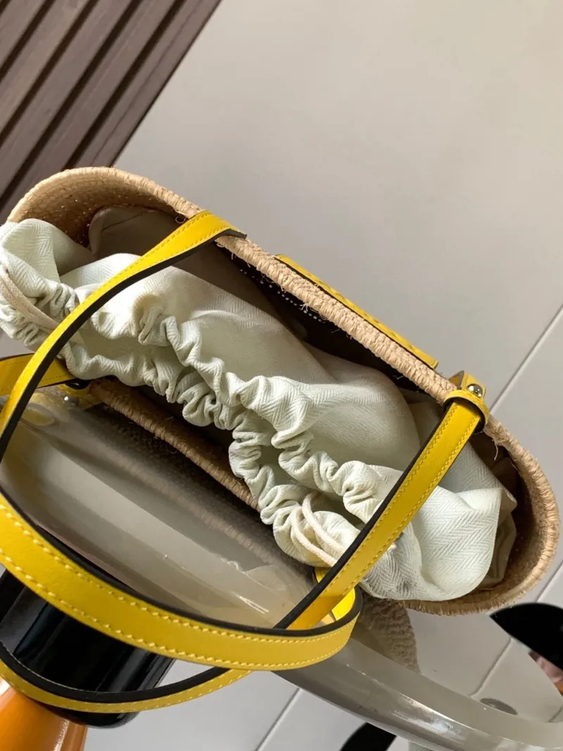 LOEWE Natural Straw Tote Bag with Yellow Accents - Image 6
