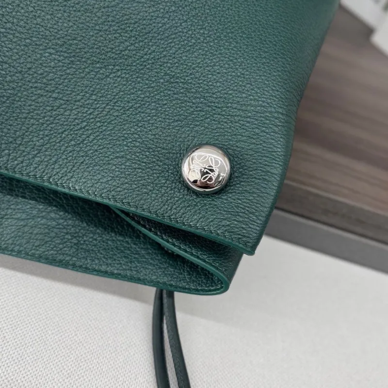 LOEWE Dark Green Leather Bucket Bag - Image 6