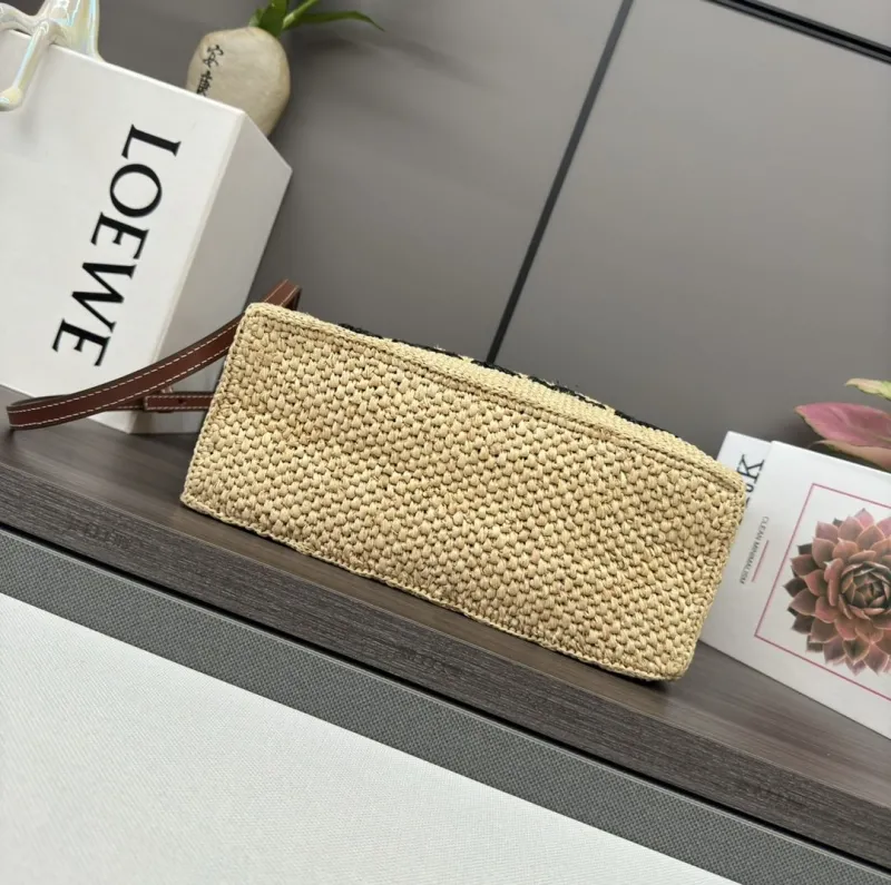 LOEWE Beige Straw Shopping Tote Bag 238 - Image 5