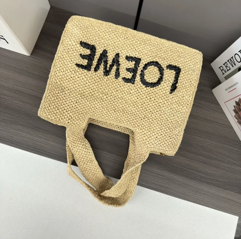 LOEWE Beige Straw Shopping Tote Bag 238 - Image 9