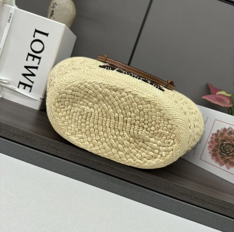 Loewe Beige Woven Straw Tote Bag - Image 4