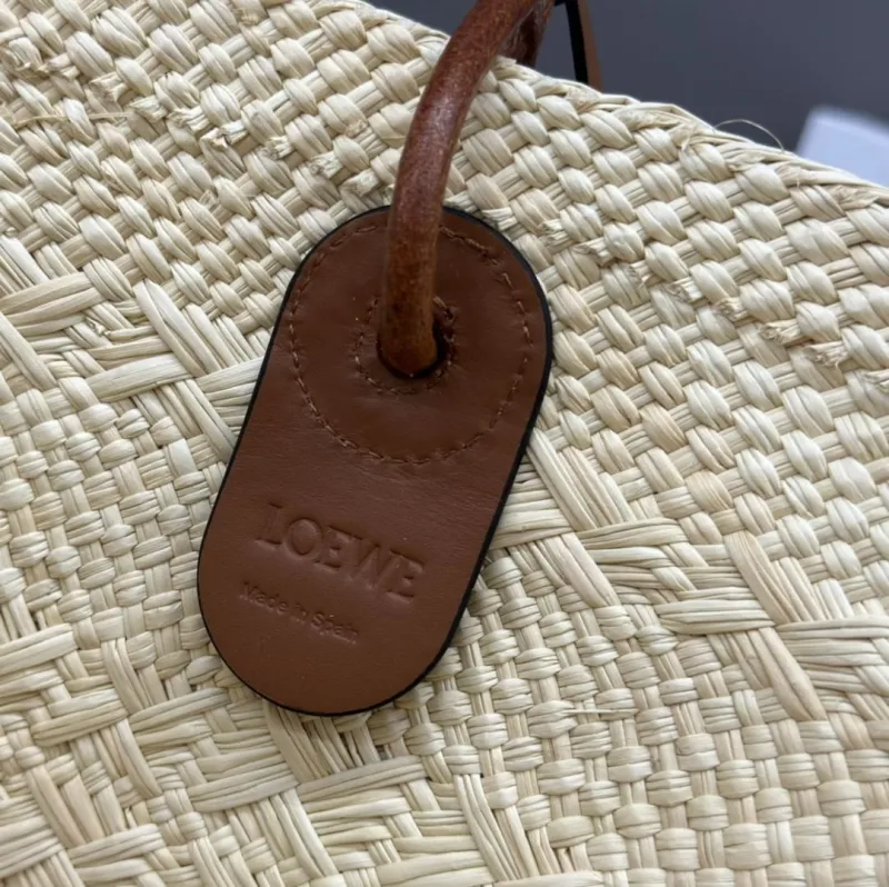 Loewe Beige Woven Straw Tote Bag - Image 8