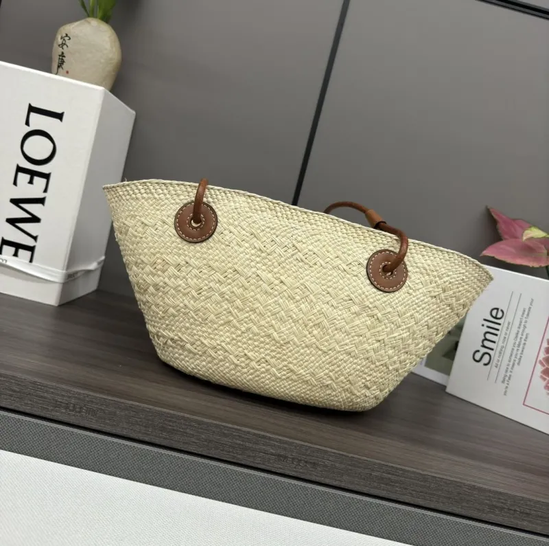 Loewe Beige Straw Tote Bag 242 - Image 4