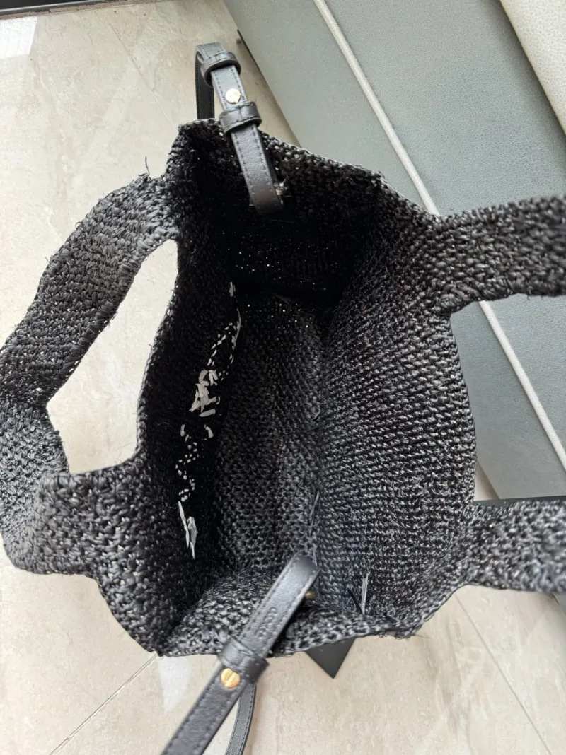 Loewe Black Raffia Crossbody Tote Bag SKU 243 - Image 8