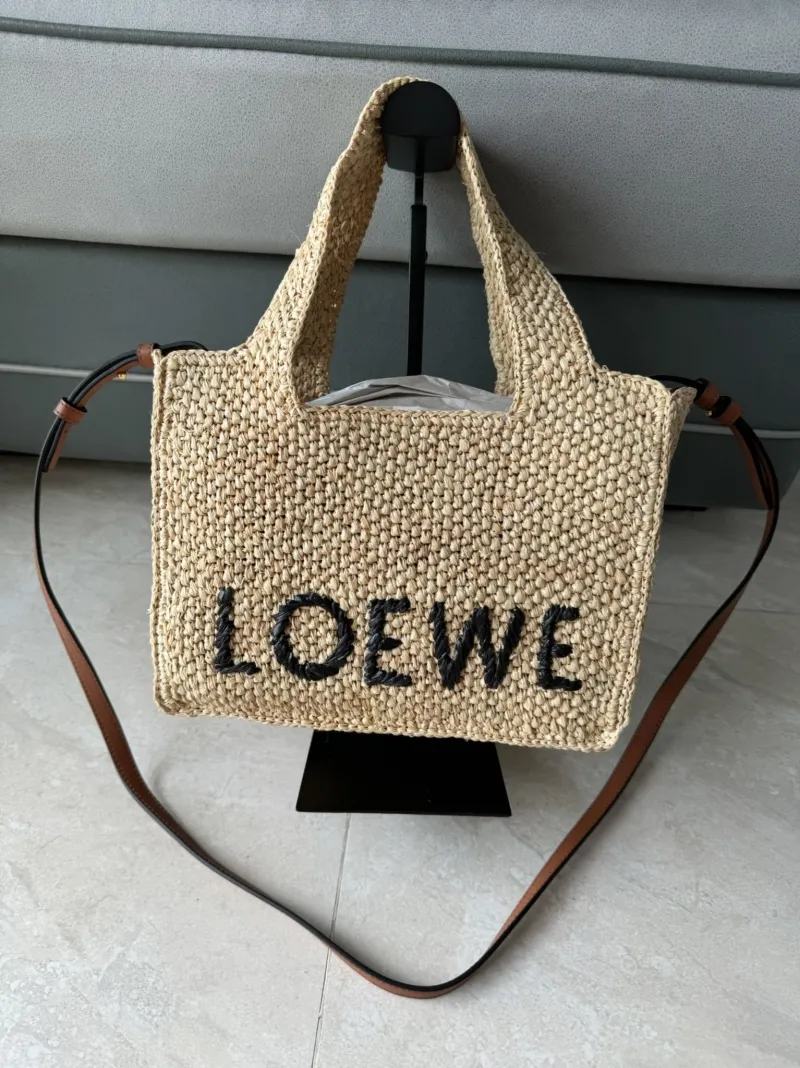 LOEWE Natural Raffia Tote Crossbody Bag