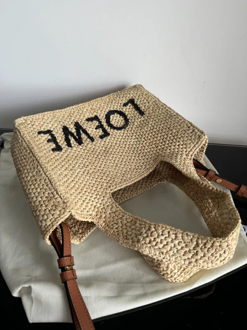 LOEWE Natural Raffia Tote Crossbody Bag - Image 7