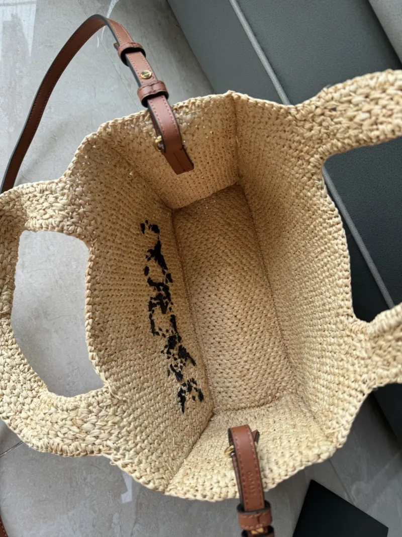 LOEWE Natural Raffia Tote Crossbody Bag - Image 8
