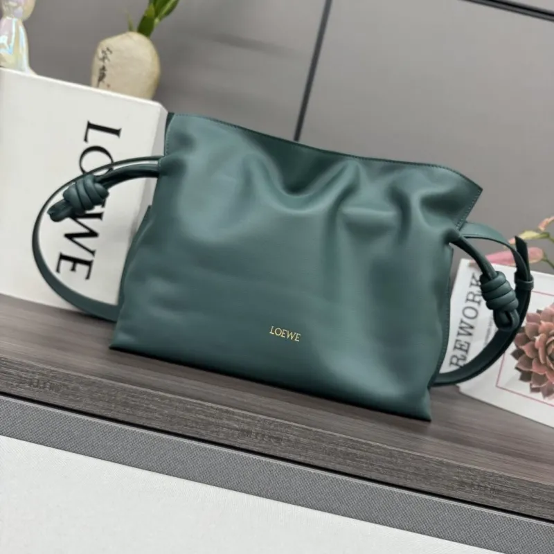 LOEWE Dark Green Leather Shoulder Bag