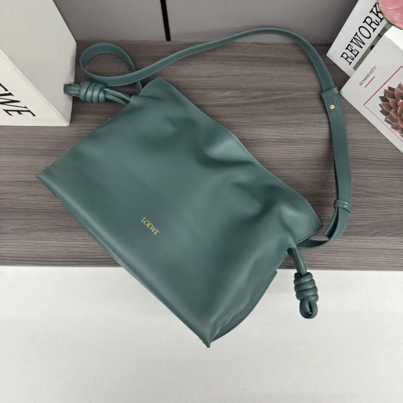 LOEWE Dark Green Leather Shoulder Bag - Image 5