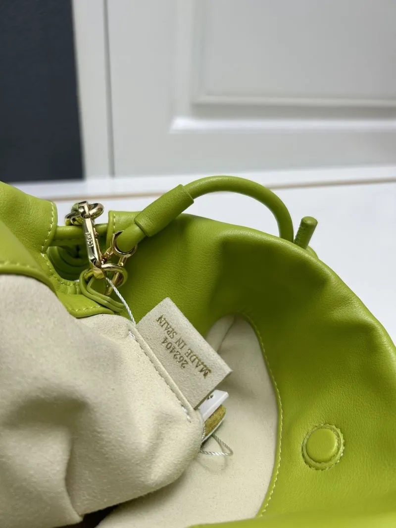 LOEWE Lime Green Chain Drawstring Satchel Bag H03121 - Image 9