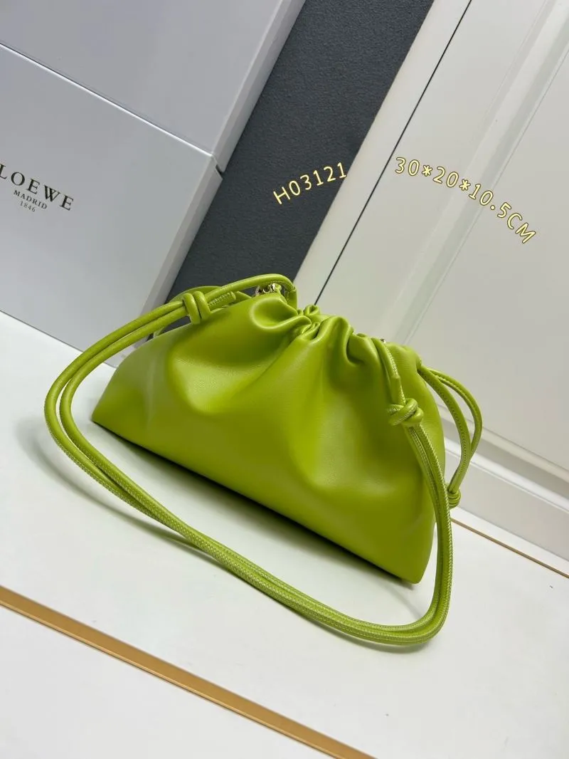 LOEWE Lime Green Chain Drawstring Satchel Bag H03121 - Image 10